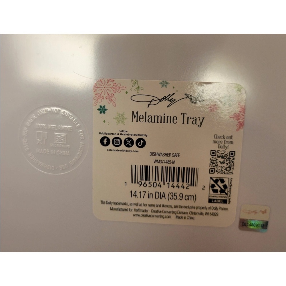 Dolly Parton Christmas Melamine Platter Pink Bow Plate Cookie Tray Viral Tiktok - Picture 10 of 13